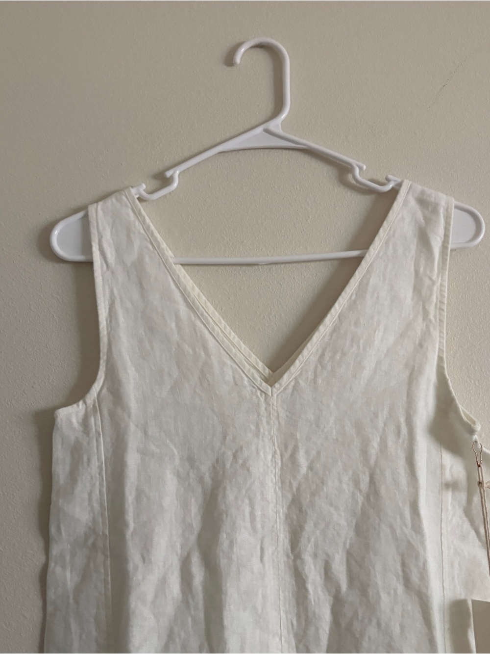 NWT MATE the Label Sleeveless V-Neck White Cream XS Linen Midi Dress - Picture 2 of 9